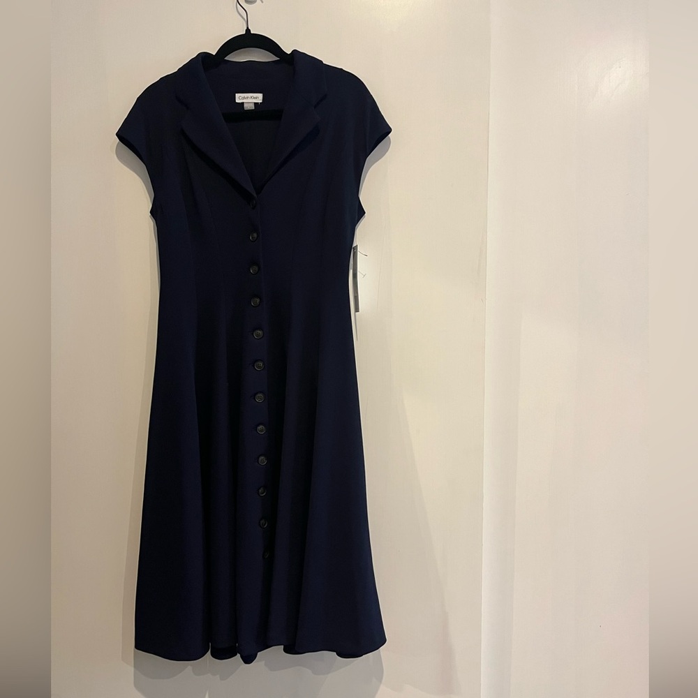 Navy Blue Button-Down Calvin Klein Dress